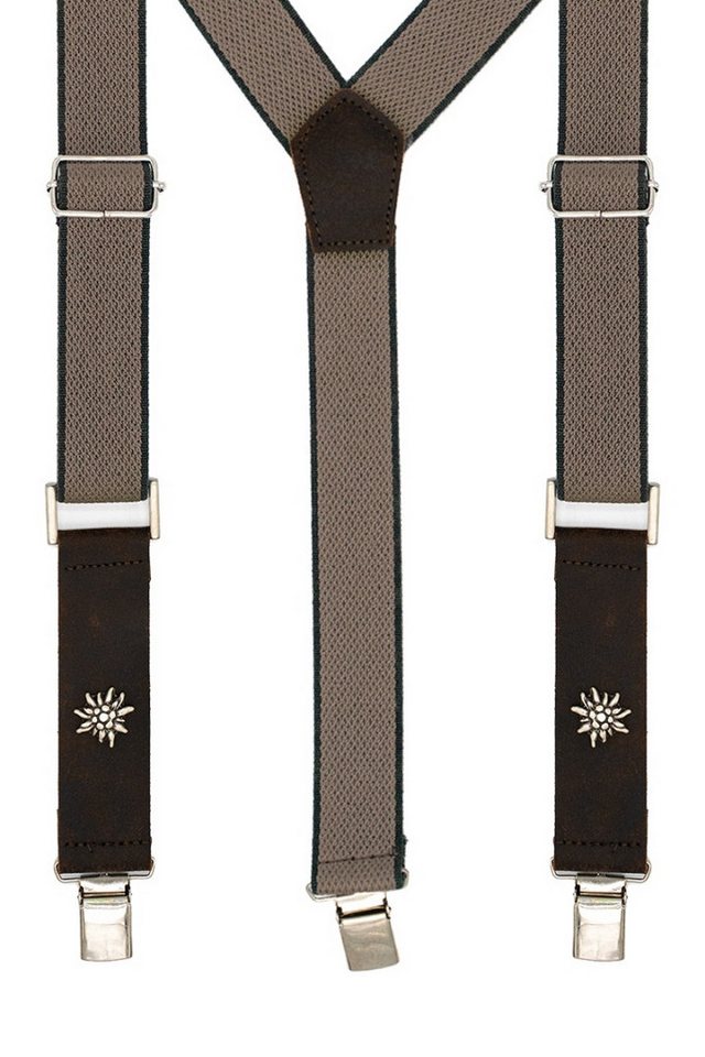CASSANDRA Trachtenlederhose Trachten Hosenträger - EDELWEIß - beige von CASSANDRA