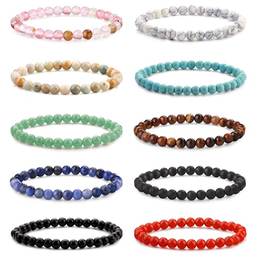 CASSIECA 10 Stück 4 mm Naturstein Perlenarmbänder für Herren Damen Winziger Schotter Naturstein Elastisch Armband Charme Perlen Paare Stretch Armbänder Schmuck CASSIECA 10 Stück 4 mm Naturstein Perlenarmbänder für Herren Damen Winziger Schotter Naturstein Elastisch Armband Charme Perlen Paare Stretch Armbänder Schmuck von CASSIECA