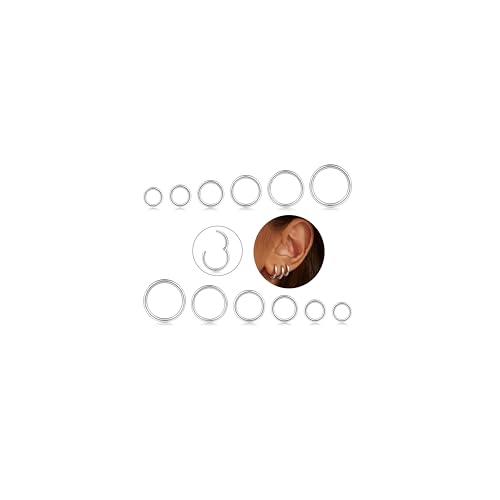 CASSIECA 12Pcs 16G Edelstahl Piercing Nasen für Damen Mädchen Nase Ringe Piercing Hoop Lippe Septum Ohr Piercing Körperschmuck 6-16MM von CASSIECA