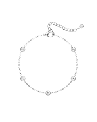 CASSIECA Armband Damen Edelstahl Armbänder Silver Armband Verstellbare Zirkonia Kettenarmband für Damen Mädchen CASSIECA Armband Damen Edelstahl Armbänder Silver Armband Verstellbare Zirkonia Kettenarmband für Damen Mädchen von CASSIECA