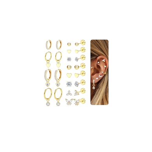 CASSIECA 15 Paar Ohrringe Gold Damen Medizinische Ohrringe Gold Piercing Ohr Chirurgenstahl Creolen Ohrstecker Ohrpiercing Set Helix Knorpel Piercings Hypoallergene Goldene Ohr Piercings CASSIECA 15 Paar Ohrringe Gold Damen Medizinische Ohrringe Gold Piercing Ohr Chirurgenstahl Creolen Ohrstecker Ohrpiercing Set Helix Knorpel Piercings Hypoallergene Goldene Ohr Piercings von CASSIECA