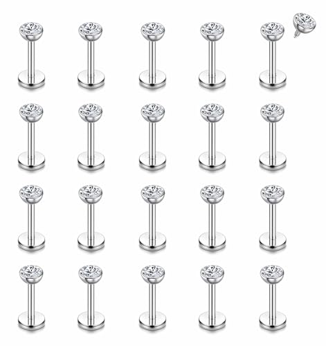 CASSIECA 16G 21Pcs Helix Piercings Chirurgenstahl Piercing Ohr Silber Piercing Ohr Conch Piercing Nasenpiercing Tragus Piercing Lippenpiercing Labret Piercing Studs 8mm für Frauen Männer CASSIECA 16G 21Pcs Helix Piercings Chirurgenstahl Piercing Ohr Silber Piercing Ohr Conch Piercing Nasenpiercing Tragus Piercing Lippenpiercing Labret Piercing Studs 8mm für Frauen Männer von CASSIECA
