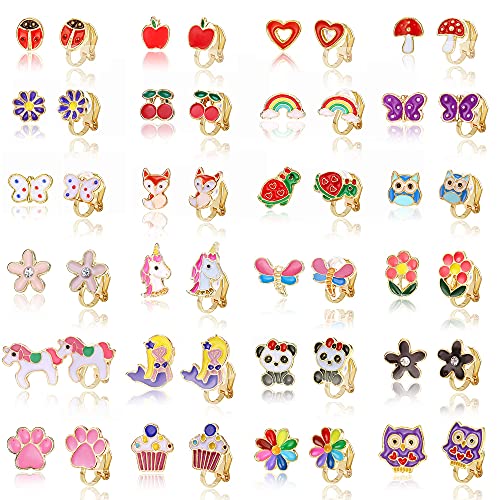 CASSIECA 24 Paar Ohrclips für Nicht Durchbohrte Ohren Süßes Verschiedenes Tier Einhorn Blumen Ohrringe Set für Frauen Gemischte Farbe Schmerzlose Nicht Durchdringende Ohrringe CASSIECA 24 Paar Ohrclips für Nicht Durchbohrte Ohren Süßes Verschiedenes Tier Einhorn Blumen Ohrringe Set für Frauen Gemischte Farbe Schmerzlose Nicht Durchdringende Ohrringe von CASSIECA