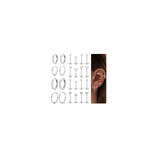 CASSIECA 12Paar Piercing Ohr Chirurgenstahl Ohrringe Silber für Damen Herren Medizinische Ohrringe Creolen Ohrstecker Set für Mehrfachpiercing Helix Tragus Conch Piercing Ohr Silber CASSIECA 12Paar Piercing Ohr Chirurgenstahl Ohrringe Silber für Damen Herren Medizinische Ohrringe Creolen Ohrstecker Set für Mehrfachpiercing Helix Tragus Conch Piercing Ohr Silber von CASSIECA
