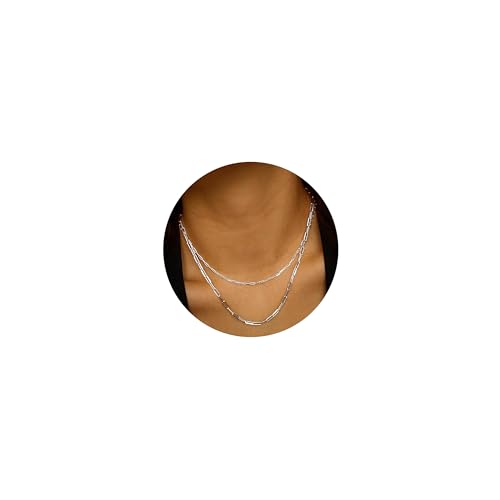 CASSIECA 2 Stück Kette Damen Silber Halskette Layerd Cubankette Büroklammer Halskette Verstellbare Stapelbare Damenschmuck für Frauen Mädchen CASSIECA 2 Stück Kette Damen Silber Halskette Layerd Cubankette Büroklammer Halskette Verstellbare Stapelbare Damenschmuck für Frauen Mädchen von CASSIECA