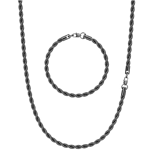 CASSIECA 2Pcs Ketten für Herren Gold Kette Herren Perlenkette Edelstahl Mann Halskette und Armband Set Schmuck Herren Geburtstag Weihnachten von CASSIECA