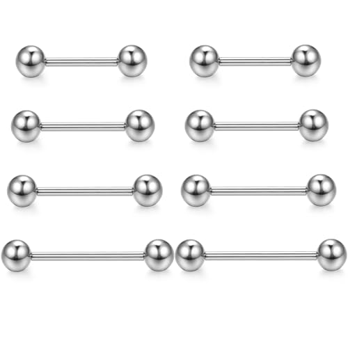 CASSIECA 316L Edelstahl Nippel Bar Zunge Bars für Frauen Mädchen 12/14/16/18MM Piercing-Schmuck in Mehrere von CASSIECA