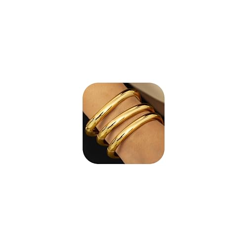 CASSIECA 3Pcs Armreif Damen 18K Gold Armbänder für Frauen Einstellbare Gold Manschette Armreif Armband Gold Chunky Stack Armbänder Gold Frauen Schmuck Set Weihnachten Geburtstag Geschenke für Sie von CASSIECA