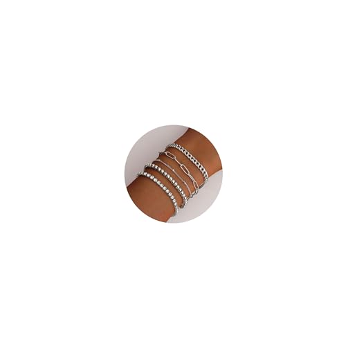 CASSIECA 5Pcs Ketten Armbander für Damen 18K Vergoldet Armkette Damen Tennis Armband Twist Figaro Kettenarmbänder Verstellbar CZ Modeschmuck Armbander Silber Armbander für Damen Mädchen CASSIECA 5Pcs Ketten Armbander für Damen 18K Vergoldet Armkette Damen Tennis Armband Twist Figaro Kettenarmbänder Verstellbar CZ Modeschmuck Armbander Silber Armbander für Damen Mädchen von CASSIECA