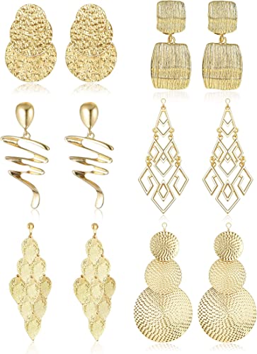 CASSIECA 6 Paar Clip Ohrringe Tropfen Baumeln für Damen Mädchen - Silber Gold Modeschmuck Fransen Leaves Set CASSIECA 6 Paar Clip Ohrringe Tropfen Baumeln für Damen Mädchen - Silber Gold Modeschmuck Fransen Leaves Set von CASSIECA
