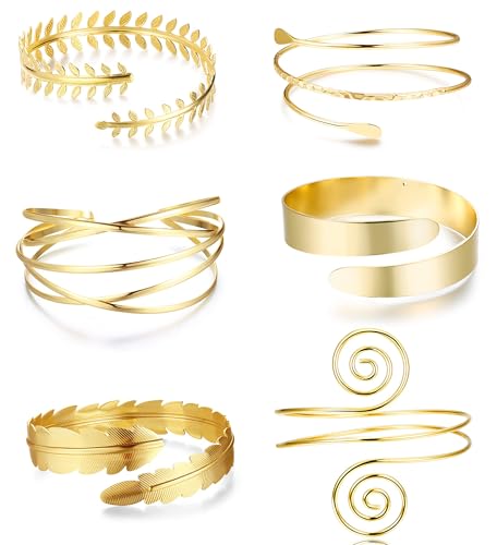 CASSIECA 6 Stück Goldene Armmanschetten für Damen Armreif Oberarmreif Minimalistisch Einfach Verstellbar Griechische Armbinde Hochzeits Schmuck Vergoldet CASSIECA 6 Stück Goldene Armmanschetten für Damen Armreif Oberarmreif Minimalistisch Einfach Verstellbar Griechische Armbinde Hochzeits Schmuck Vergoldet von CASSIECA