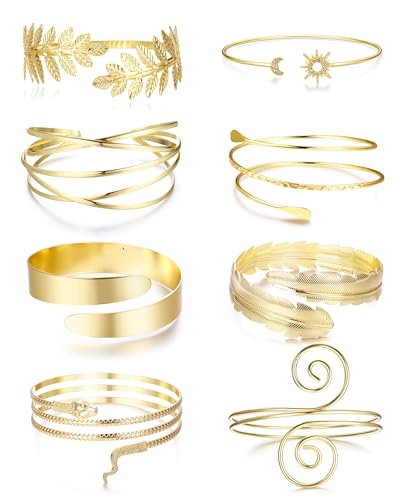 CASSIECA 8 Stück Goldene Armmanschetten für Damen Armreif Oberarmreif Minimalistisch Einfach Verstellbar Griechische Armbinde Hochzeits Schmuck Vergoldet CASSIECA 8 Stück Goldene Armmanschetten für Damen Armreif Oberarmreif Minimalistisch Einfach Verstellbar Griechische Armbinde Hochzeits Schmuck Vergoldet von CASSIECA