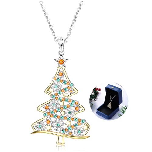 CASSIECA 925 Sterling Silber Weihnachtshalskette für Damen Mädchen Weihnachtsbaum Anhänger Halskette Schneeflocke Stern CZ Kristall Weihnachtsschmuck mit Box CASSIECA 925 Sterling Silber Weihnachtshalskette für Damen Mädchen Weihnachtsbaum Anhänger Halskette Schneeflocke Stern CZ Kristall Weihnachtsschmuck mit Box von CASSIECA