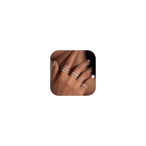CASSIECA 9Pcs Silber Ringe für Frauen, Silber Stack Ringe Set mit Kubischer Zirkon Daumen Ring Fingerring Verlobung Versprechen Offene Ringe Ring Schmuck für Freundin Frau Mom CASSIECA 9Pcs Silber Ringe für Frauen, Silber Stack Ringe Set mit Kubischer Zirkon Daumen Ring Fingerring Verlobung Versprechen Offene Ringe Ring Schmuck für Freundin Frau Mom von CASSIECA