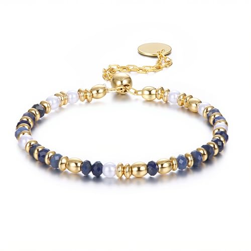 CASSIECA Armband Damen Edelstein Perlen Armbänder, 4mm Naturstein Schmuck Amazonit Sodalith Labradorit Natürliche Echte Steine Schmuck Geschenke für Frauen von CASSIECA