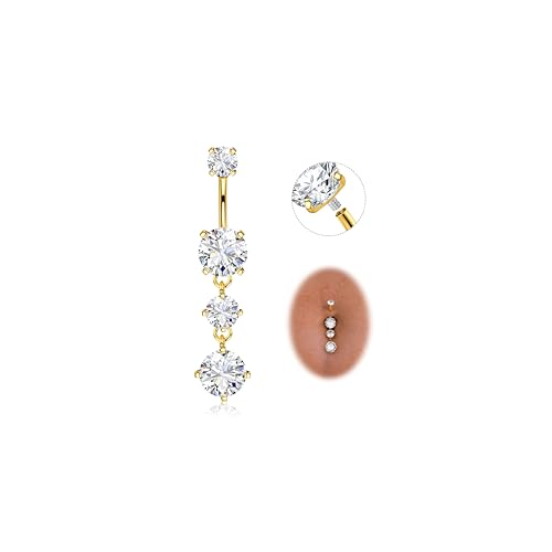 CASSIECA Bauchnabelpiercing Gold Piercing Bauchnabel Gold Chirurgenstahl Bauchnabel Ring Danly CZ Bauchnabelpiercing 14G Bauchpiercing Barbell Lang Nabel Bars Nabelring Piercing für Damen 12mm CASSIECA Bauchnabelpiercing Gold Piercing Bauchnabel Gold Chirurgenstahl Bauchnabel Ring Danly CZ Bauchnabelpiercing 14G Bauchpiercing Barbell Lang Nabel Bars Nabelring Piercing für Damen 12mm von CASSIECA
