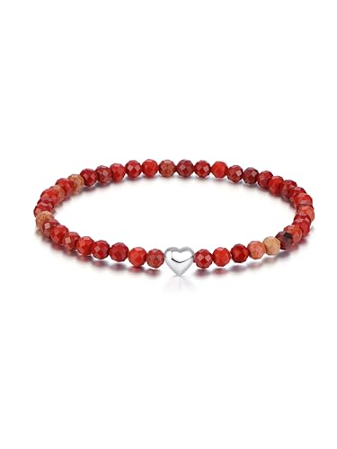 CASSIECA Armband Damen Roter Achat Armbänder Frauen 925 Silber Herz Armband Weihnachten Geburtstag Geschenke Frauen Schmuck mit Geschenk Box von CASSIECA