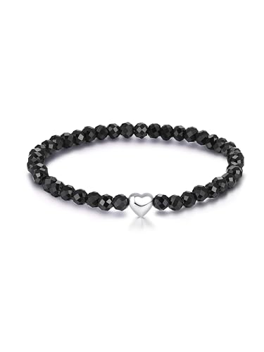 CASSIECA Armband Damen Schwarzer Achat Armbänder Frauen 925 Silber Herz Armband Weihnachten Geburtstag Geschenke Frauen Schmuck mit Geschenk Box von CASSIECA