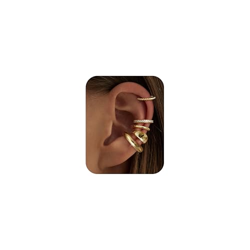 CASSIECA Ear Cuff für Damen Ohne Ohrlöcher Ohrclips Ohrmanschette Fake Ohrringe Fakepircings Ohr Earcuffs 14K Gold Clip Ohrringe Non Piercing Fake Helix Knorpel Ohrringe Ohrklemme mit Geschenkbox von CASSIECA
