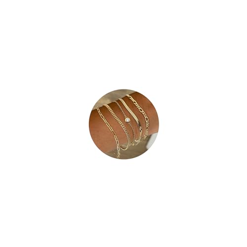 CASSIECA 5 Stück Armband Damen Gold 16 Karat Vergoldetes Armbänder Set Verstellbare Stapelbare Kettenarmband Gold Schmuck Damen CASSIECA 5 Stück Armband Damen Gold 16 Karat Vergoldetes Armbänder Set Verstellbare Stapelbare Kettenarmband Gold Schmuck Damen von CASSIECA