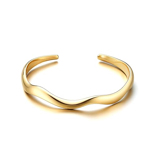 CASSIECA Gold Armbänder für Damen Einstellbare Gold Manschette Armreif Armband Gold Chunky Offene Armbänder 316L Edelstahl 14K Gold Damenschmuck Weihnachten Geburtstag Geschenke mit Box CASSIECA Gold Armbänder für Damen Einstellbare Gold Manschette Armreif Armband Gold Chunky Offene Armbänder 316L Edelstahl 14K Gold Damenschmuck Weihnachten Geburtstag Geschenke mit Box von CASSIECA
