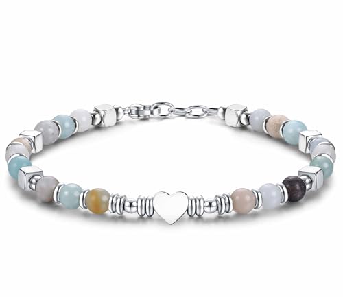 CASSIECA Boho Armband Damen Natürliches Steine Armbänder für Frauen 316L Edelstahl Herz Armband Einstellbare Amazonit Armband Weihnachten Geburtstag Geschenke Frauen Schmuck mit Geschenk-Box CASSIECA Boho Armband Damen Natürliches Steine Armbänder für Frauen 316L Edelstahl Herz Armband Einstellbare Amazonit Armband Weihnachten Geburtstag Geschenke Frauen Schmuck mit Geschenk-Box von CASSIECA