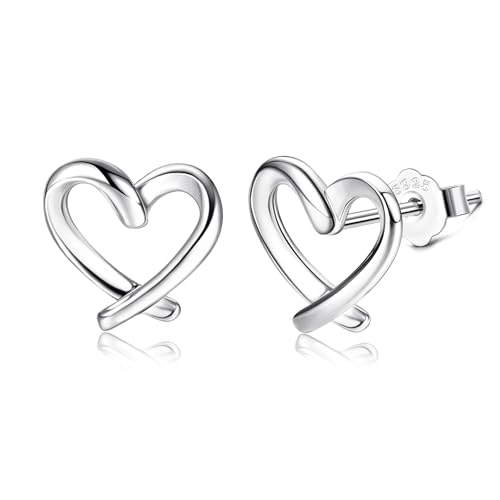 CASSIECA Herz Ohrstecker 925 Sterling Silber für Damen - Hypoallergene Ohrringe für Teenager Mädchen - Kleiner Ohrschmuck in Geschenk Box von CASSIECA