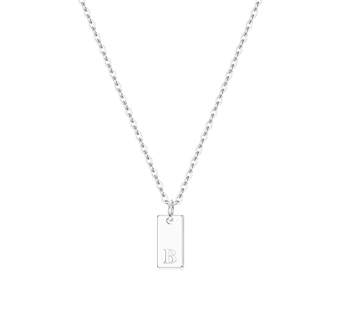 CASSIECA Kette Buchstaben für Damen Mädchen 925 Silber Buchstaben Kette B Silber Halskette Damen Kette 925 Silber mit Anhänger Personalisiere Geburtstags Geschenk für Frauen Mädchen Mama (mit Box) von CASSIECA