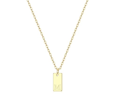 CASSIECA Kette Buchstaben für Damen Mädchen 16K Gold Buchstaben Kette M Gold Halskette Damen Kette Gold mit Anhänger Personalisiere Geburtstags Geschenk für Frauen Mädchen Mama (mit Box) von CASSIECA