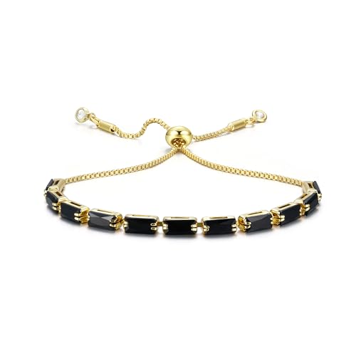 CASSIECA Schmuck Damen Gold Schwarz Zirkonia Kristall Tennis Armband für Frauen Geburtstags Muttertag Weihnachten Geschenk für Mama Freund Tochter Gold Schmuck Damen mit Box CASSIECA Schmuck Damen Gold Schwarz Zirkonia Kristall Tennis Armband für Frauen Geburtstags Muttertag Weihnachten Geschenk für Mama Freund Tochter Gold Schmuck Damen mit Box von CASSIECA