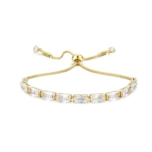 CASSIECA Gold Armband Damen Weiß Zirkonia Kristall Tennis Armband für Frauen Geburtstags Muttertag Weihnachten Geschenk für Mama Freund Tochter Gold Schmuck Damen mit Box CASSIECA Gold Armband Damen Weiß Zirkonia Kristall Tennis Armband für Frauen Geburtstags Muttertag Weihnachten Geschenk für Mama Freund Tochter Gold Schmuck Damen mit Box von CASSIECA