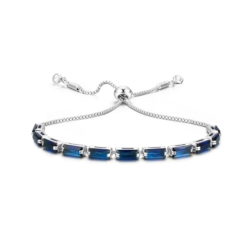 CASSIECA Silber Armband Damen Blau Zirkonia Kristall Tennis Armband für Frauen Geburtstags Muttertag Weihnachten Geschenk für Mama Freund Tochter Silber Schmuck Damen mit Box von CASSIECA