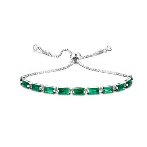 CASSIECA Armband Damen Silber Grün Zirkonia Kristall Tennis Armband für Frauen Geburtstags Muttertag Weihnachten Geschenk für Mama Freund Tochter Silber Schmuck Damen mit Box von CASSIECA