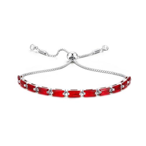 CASSIECA Armband Damen Silber Rot Zirkonia Kristall Tennis Armband für Frauen Geburtstags Muttertag Weihnachten Geschenk für Mama Freund Tochter Silber Schmuck Damen mit Box von CASSIECA