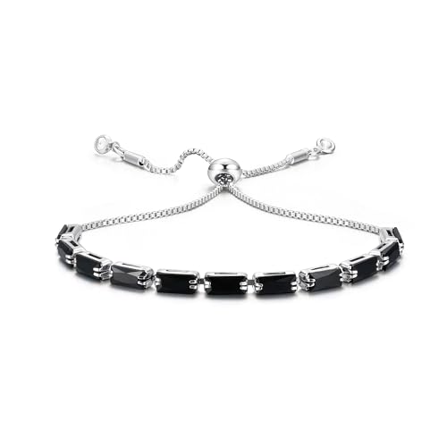 CASSIECA Armband Damen Silber 925 Schwarz Zirkonia Kristall Tennis Armband für Frauen Geburtstags Muttertag Weihnachten Geschenk für Mama Freund Tochter Silber Schmuck Damen mit Box von CASSIECA