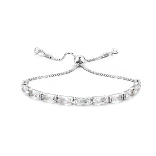 CASSIECA Armband Silber 925 Damen Weiß Zirkonia Kristall Tennis Armband für Frauen Geburtstags Muttertag Weihnachten Geschenk für Mama Freund Tochter Silber Schmuck Damen mit Box von CASSIECA