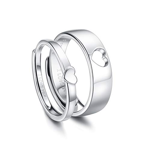 CASSIECA Männer Frauen 925 Sterling Silber Ringe Carven I Love You Paar/Liebhaber Ewigkeit Verlobungs Hochzeit Versprechen Verstellbare Ring Jubiläum Ehering Ringe Schmuck Geschenk von CASSIECA