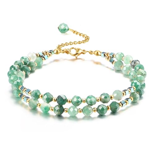 CASSIECA Naturstein Kristall Armband für Damen Edelstein-Perlenarmband Verstellbar Freundschaftsarmband Geschenk für Freundin Schwester Tochter Mutter zum Muttertag Weihnachten Geburtstag von CASSIECA