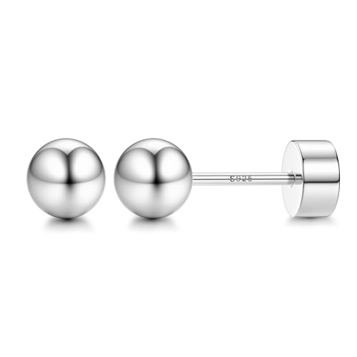 CASSIECA Ohrringe Silber 925 für Damen Herren Medizinische Ohrstecker Hypoallergene Silber Ohrstecker für Empfindliche Ohren 5mm von CASSIECA