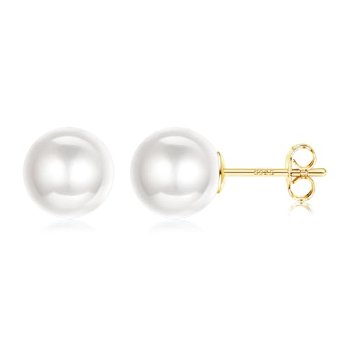 CASSIECA Perle Ohrstecker für Damen Sterling Silber Weiße Perlenohrringe für Damen Mädchen Gold Süßwasserperlen Ohrringe Echt 925 Silber Süßwasser Perlen Ohrringe Ohrstecker 9MM CASSIECA Perle Ohrstecker für Damen Sterling Silber Weiße Perlenohrringe für Damen Mädchen Gold Süßwasserperlen Ohrringe Echt 925 Silber Süßwasser Perlen Ohrringe Ohrstecker 9MM von CASSIECA