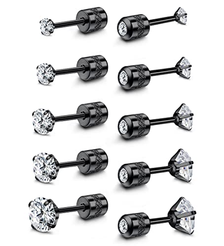 CASSIECA Ohrringe mit Schraubverschluss Zirkonia Ohrstecker für Damen Herren Tragus 20G Helix Piercing Post Chirurgischer Edelstahl Hypoallergen für Empfindliche Ohren knorpelohrringe von CASSIECA