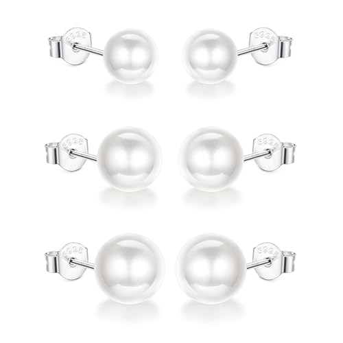 CASSIECA Schmuck Gebote 925 Sterling Silber Perlen Frauen Ohrringe für Damen Mädchen Ohrstecker Süßwasserperlen Ohrringe 6-10MM von CASSIECA