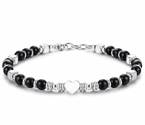 CASSIECA Boho Armband Damen Natürliches Steine Armbänder für Frauen 316L Edelstahl Herz Armband Einstellbare Obsidian Armband Weihnachten Geburtstag Geschenke Frauen Schmuck mit Geschenk-Box CASSIECA Boho Armband Damen Natürliches Steine Armbänder für Frauen 316L Edelstahl Herz Armband Einstellbare Obsidian Armband Weihnachten Geburtstag Geschenke Frauen Schmuck mit Geschenk-Box von CASSIECA