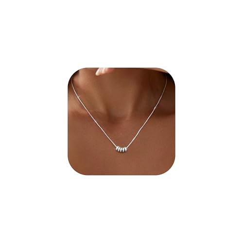 CASSIECA Silber Damen Perlen Halskette Hypoallergen Anhänger Halsketten Silber Verstellbare Kette Schmuck Geschenk von CASSIECA