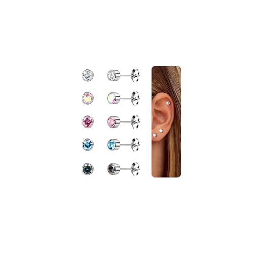 CASSIECA 5 Paar Titan Ohrstecker für Damen Herren Medizinische Ohrstecker Set 3mm Titan Ohrringe Kinder Silber Ohrringe Chirurgenstahl Geschenke für Damen Herren mit Schmuckkästchen CASSIECA 5 Paar Titan Ohrstecker für Damen Herren Medizinische Ohrstecker Set 3mm Titan Ohrringe Kinder Silber Ohrringe Chirurgenstahl Geschenke für Damen Herren mit Schmuckkästchen von CASSIECA