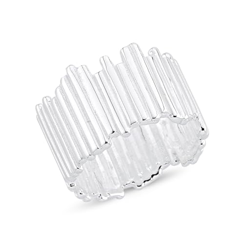 CASSINI | Damen Ring 925er Sterling Silber – Poliert & Sandgestrahlt Matt | Stäbchen Design Elegant & Modern | Ring Silber 925 Damen Schmuck Geschenk Idee Zeitlos Stilvoll | 3RBX56 von CASSINI Sterling Silver