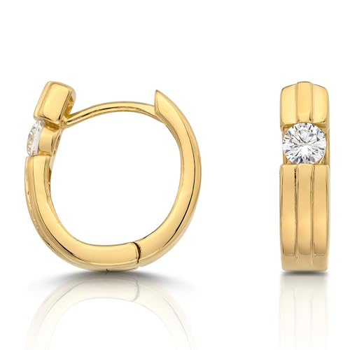 Cassini Creolen Damen Ohrringe Silber 925 mit großem Zirkonia Stein – Hochglanzpolierte & Rhodinierte Silber Ohrringe Damen 925, Allergiefrei & Hypoallergen Schmuck, 3CZR2 von CASSINI Sterling Silver