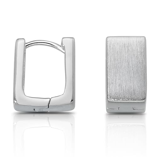 Cassini | Creolen Silber 925 Damen – Rechteckige Klappcreolen aus Sterling Silber, Mittelgroße Ohrringe Hypoallergen & Nickelfrei – Elegante Silberohrringe für Alltag & Geschenkidee, 3CSX von CASSINI Sterling Silver
