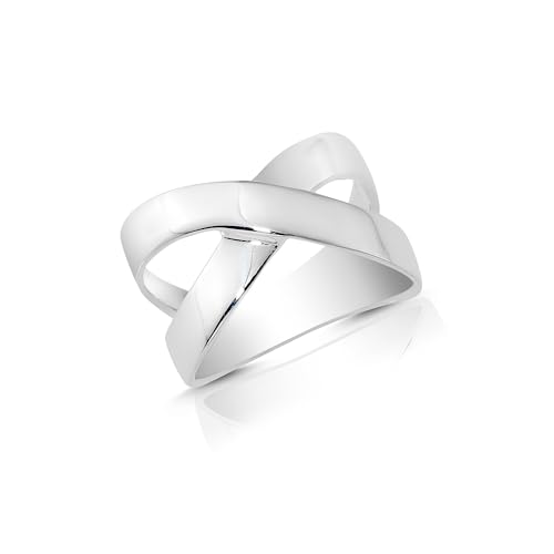 CASSINI Damen Ring 925 Sterling Silber X-Ring hochglanzpoliert eleganter Kreuzring für Frauen Schmuck Geschenk modern schlicht zeitlos Silberring verstellbar nickelfrei antiallergisch 3RAV64 von CASSINI Sterling Silver