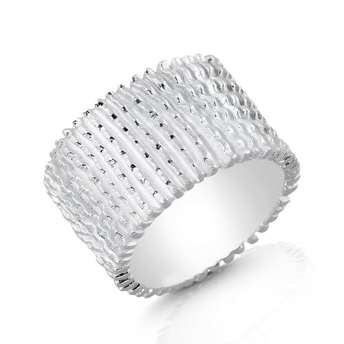 Cassini Damen Bandring massiv aus 925 Sterling Silber – Ringgröße 54, Breiter, auffälliger Silberring – Hochwertiger Schmuck für Frauen – Nickelfrei & antiallergisch, Statement Ring, 3_RAE54 von CASSINI Sterling Silver